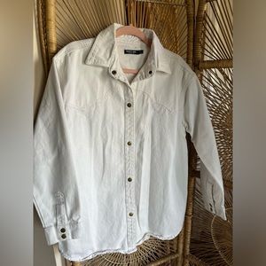 NastyGal white denim western shacket
